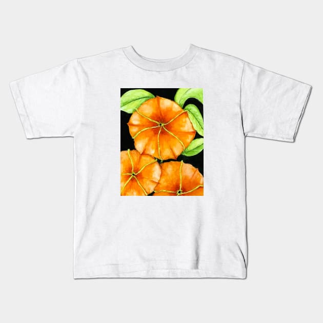 Orange Watercolor Flowers Kids T-Shirt by Tstafford